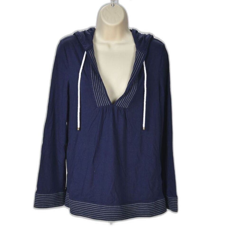 Lilly Pulitzer Navy Pullover Hoodie Tops Stitching Detailing Size S